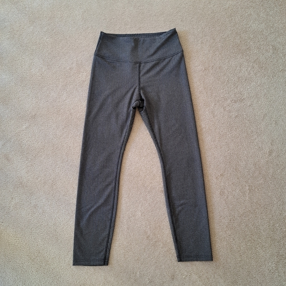 Roots Herringbone Leggings Womens Medium Black Grey Stretch Pants